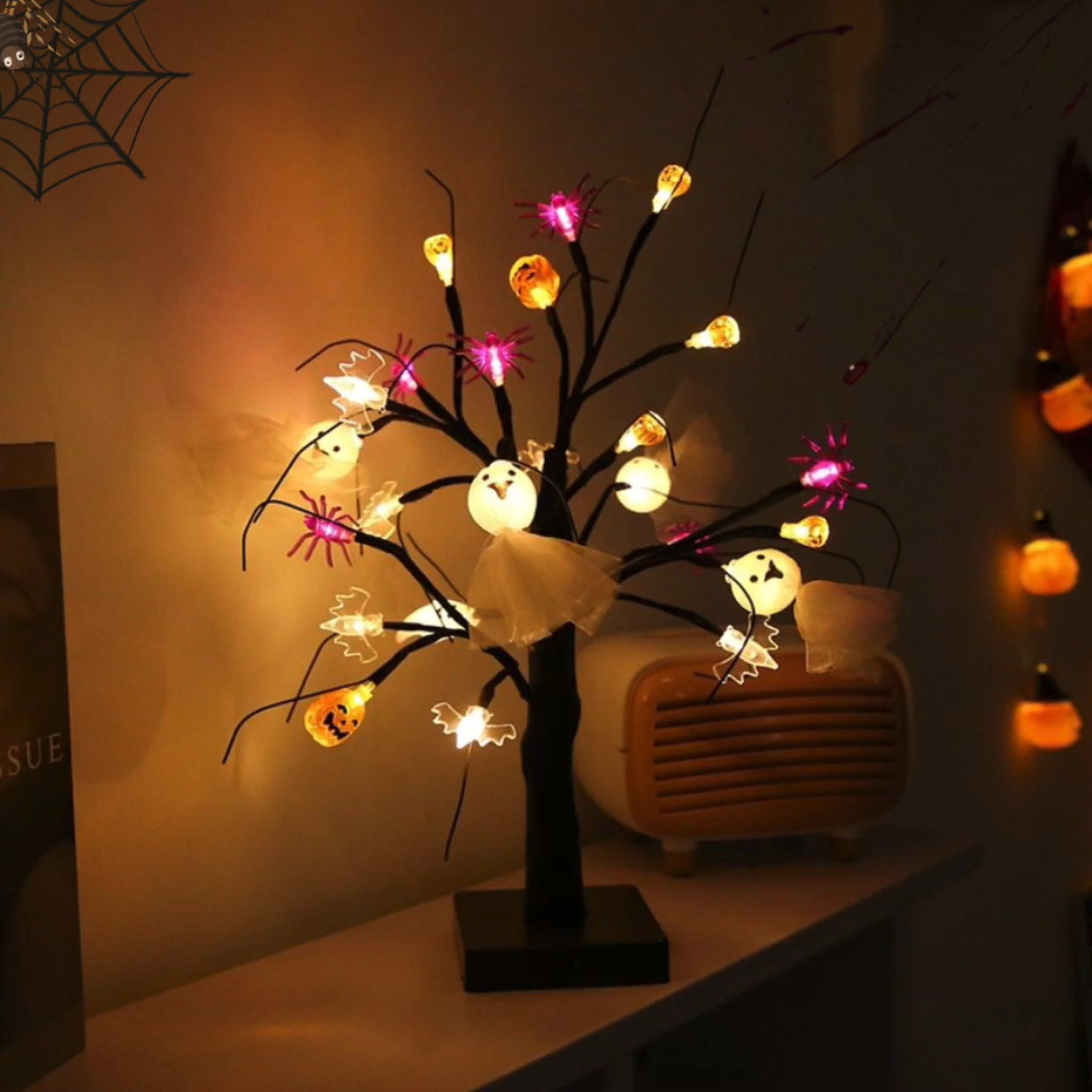 Halloween  Festival Pumpkin Spider Ghost Tree Lights Dujana147