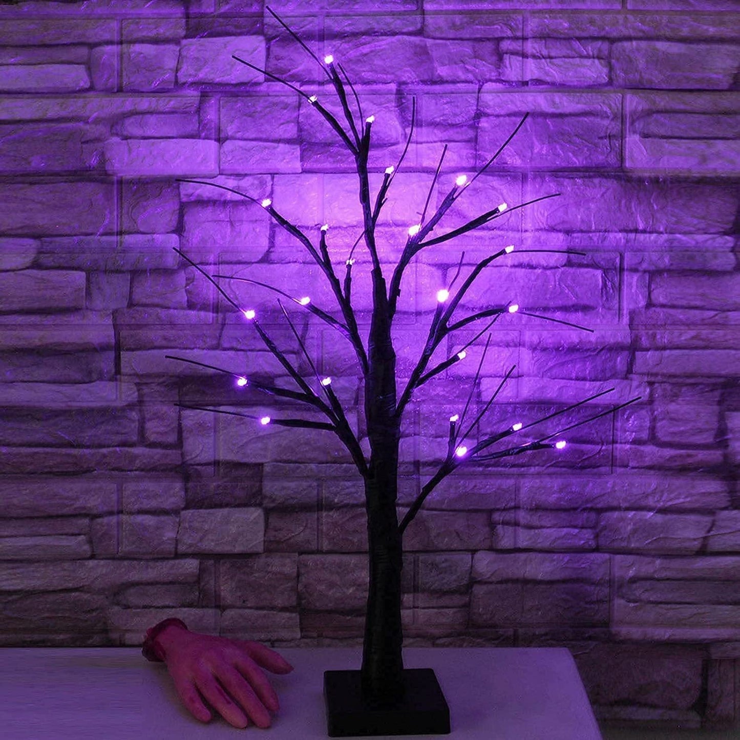 LED Simulation Purple Tree Light Halloween Thanksgiving Decoration Dujana147