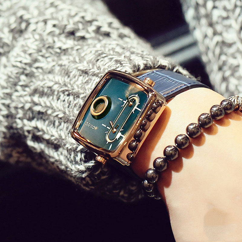 Double Movement Men's Watch Square Belt Men's Watch Fashion Handsome Trendy Men's Quartz Belt Watch Men Dujana147