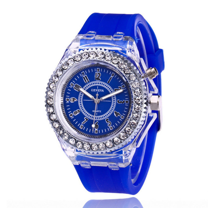LED Luminous Watches Geneva Women Quartz Watch Women Ladies Silicone Bracelet Watches Dujana147