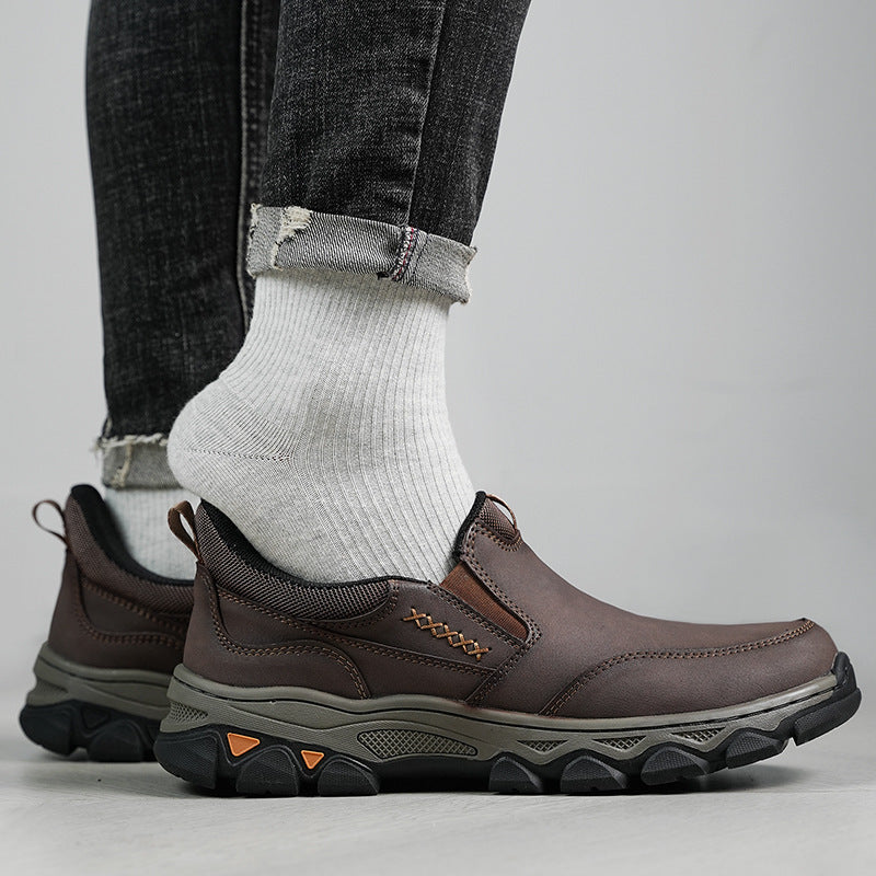 Rubber Wear-resistant Men's Casual Leather Shoes