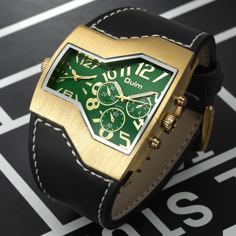 Premium Belt Large Dial Gold Men's Watch Dujana147