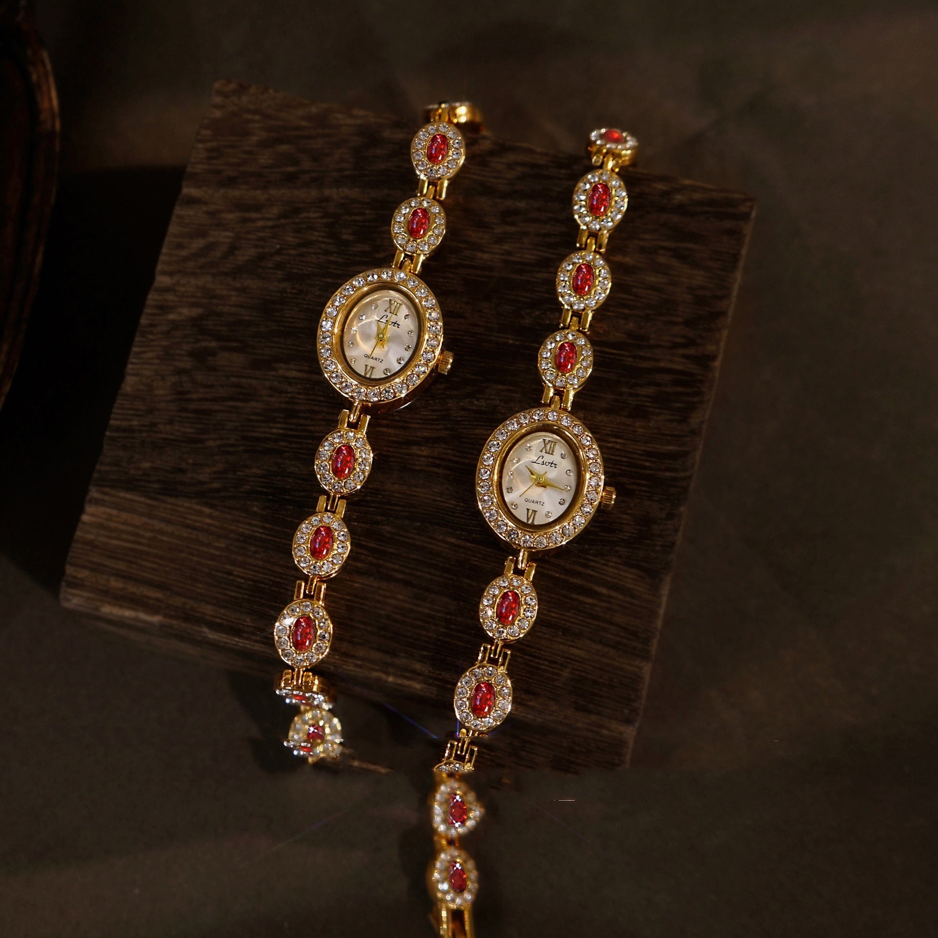 Women's Mid-ancient Oval Colorful Treasure Rainbow Light Luxury Watch Dujana147